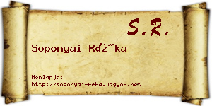 Soponyai Réka névjegykártya